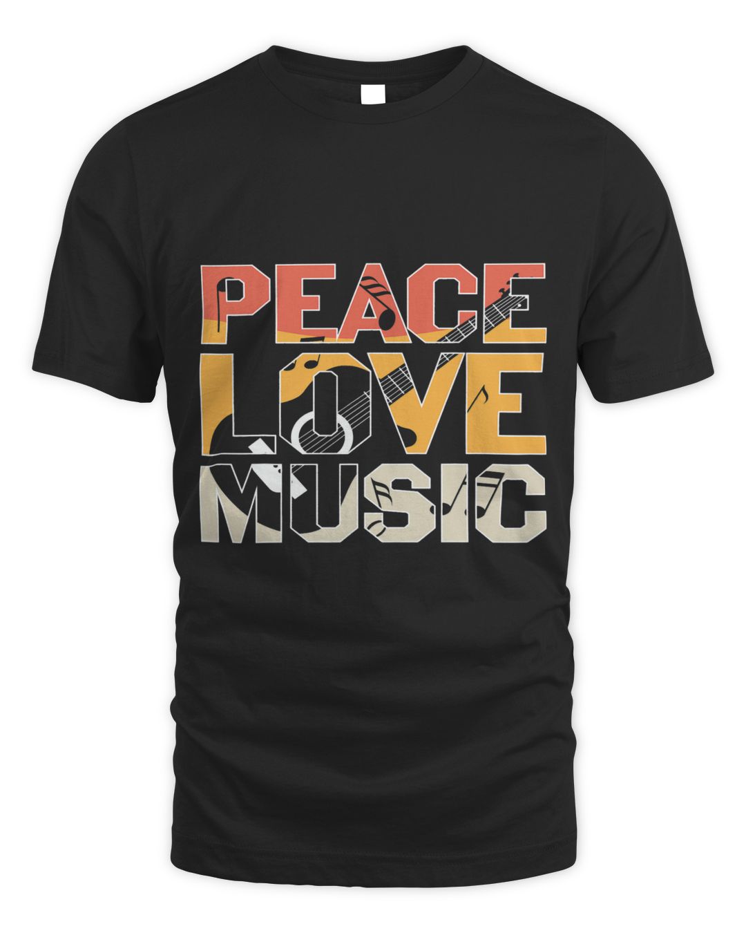 PEACE LOVE MUSIC Retro Rock & Roll Guitar Peace Symbol Dove | SenPrints