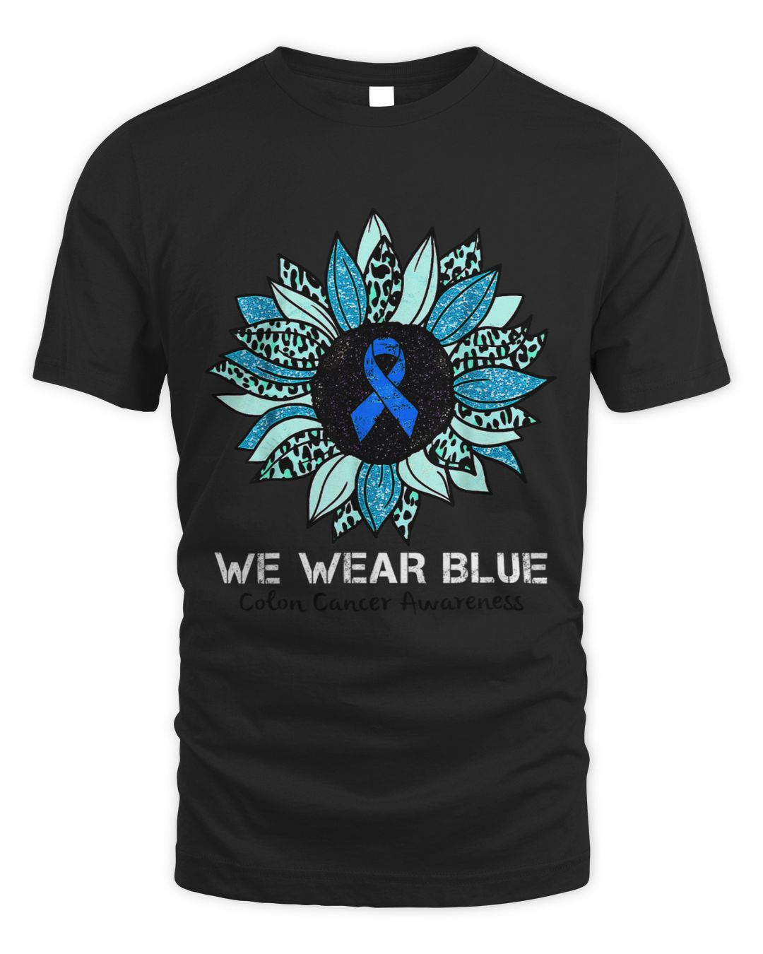 We Wear Blue Colon Cancer Awareness Month Ribbon Sunflower SenPrints