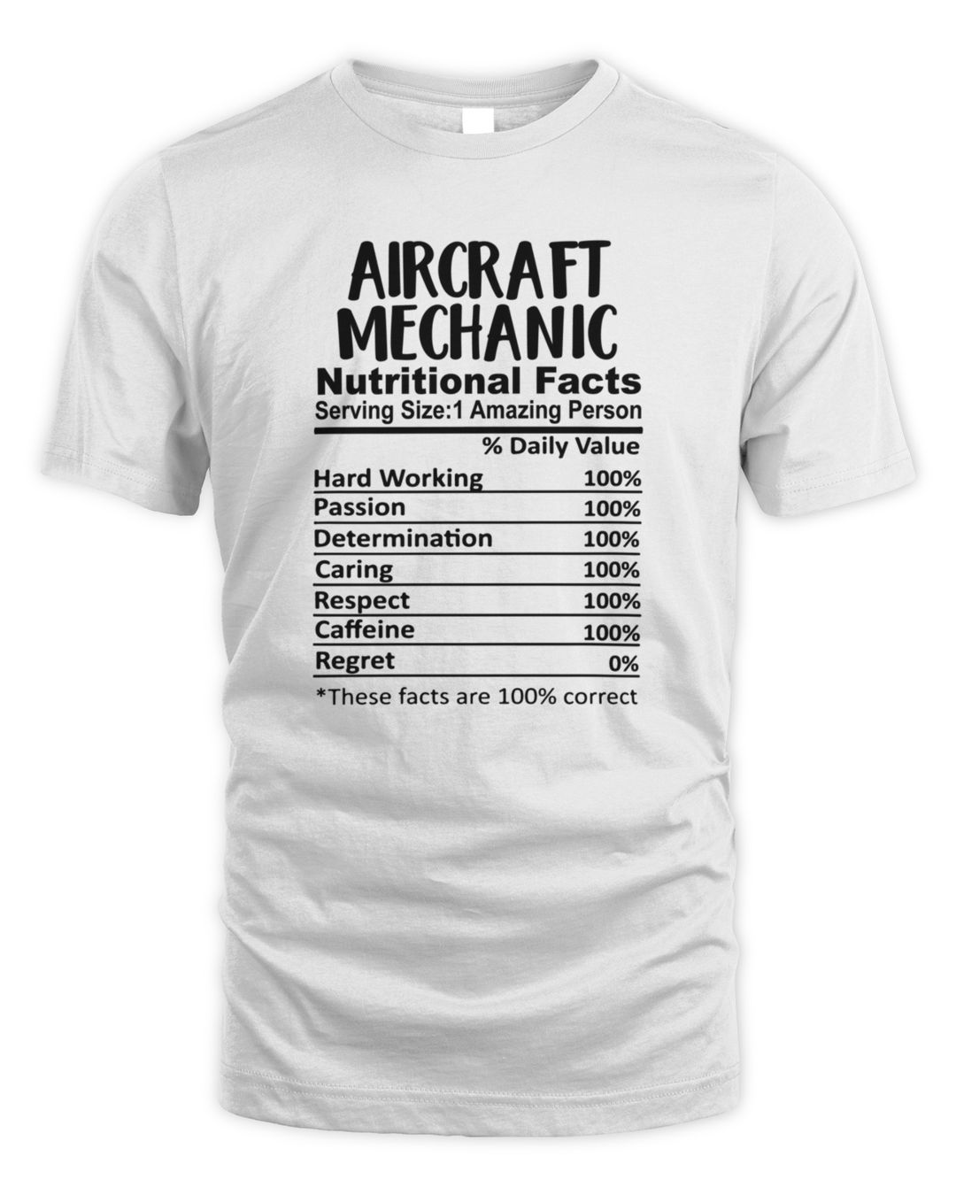 Aircraft Mechanic Nutrition Facts Funny TShirt