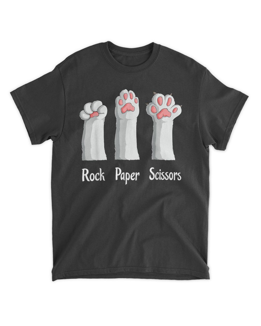 Funny Cat Rock Paper Scissors Hand Game Cute Paw Kitten Kids TShirt Myteez.store