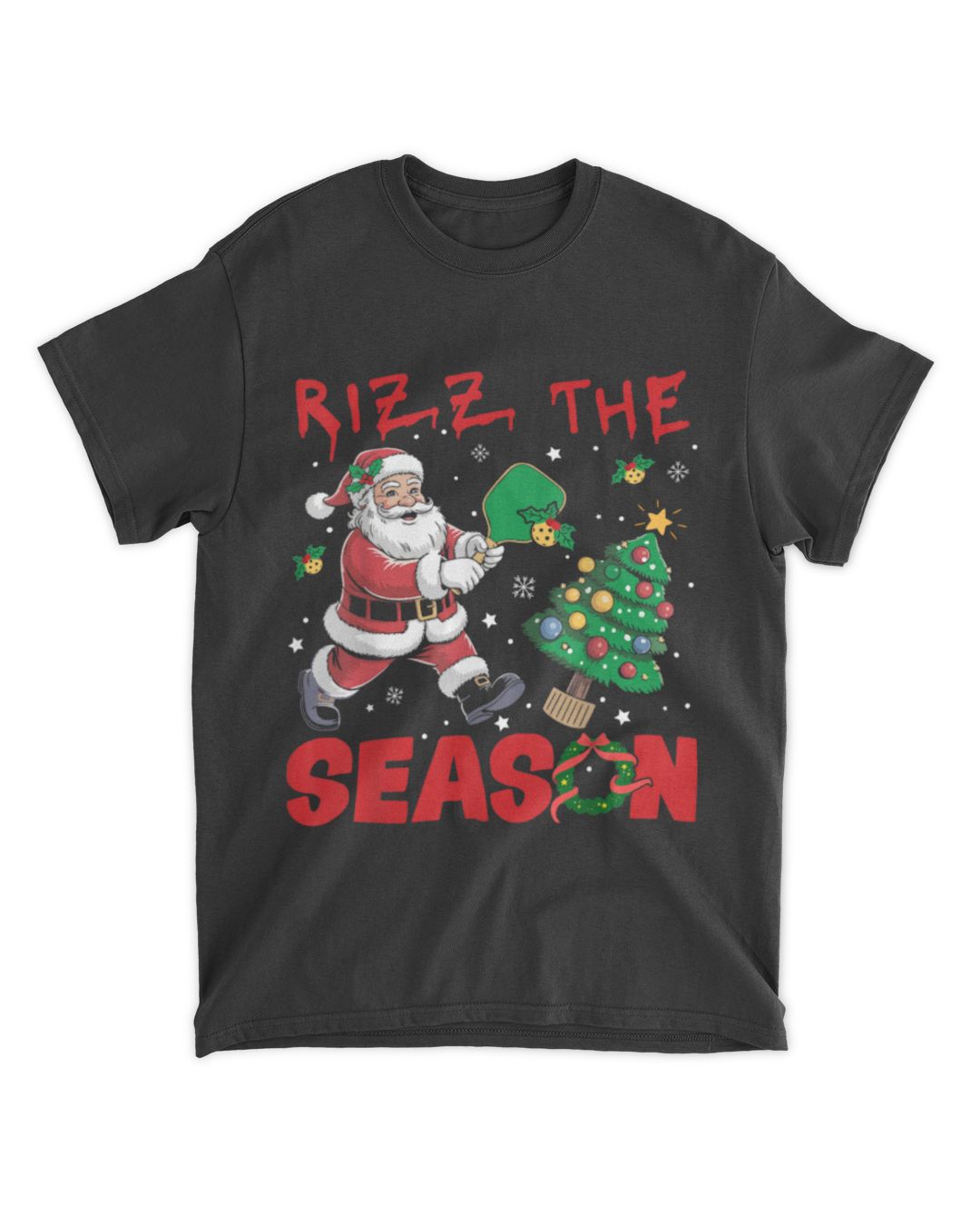 Rizz the Season Santa Pickleball T-Shirt – Funny Christmas Holiday Tee ...