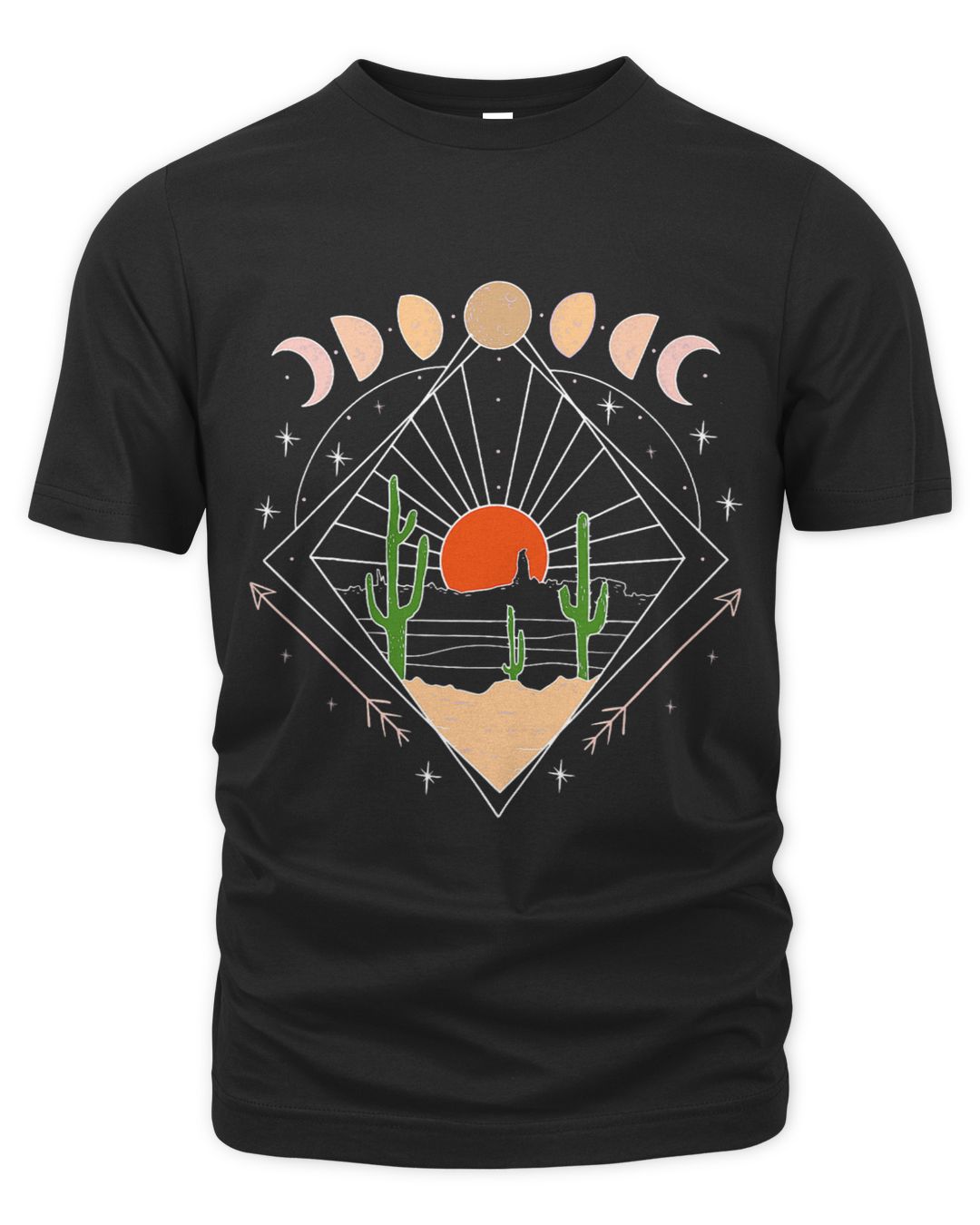 Geometric Desert Scene Moon Phases Sun Boho Graphic 1