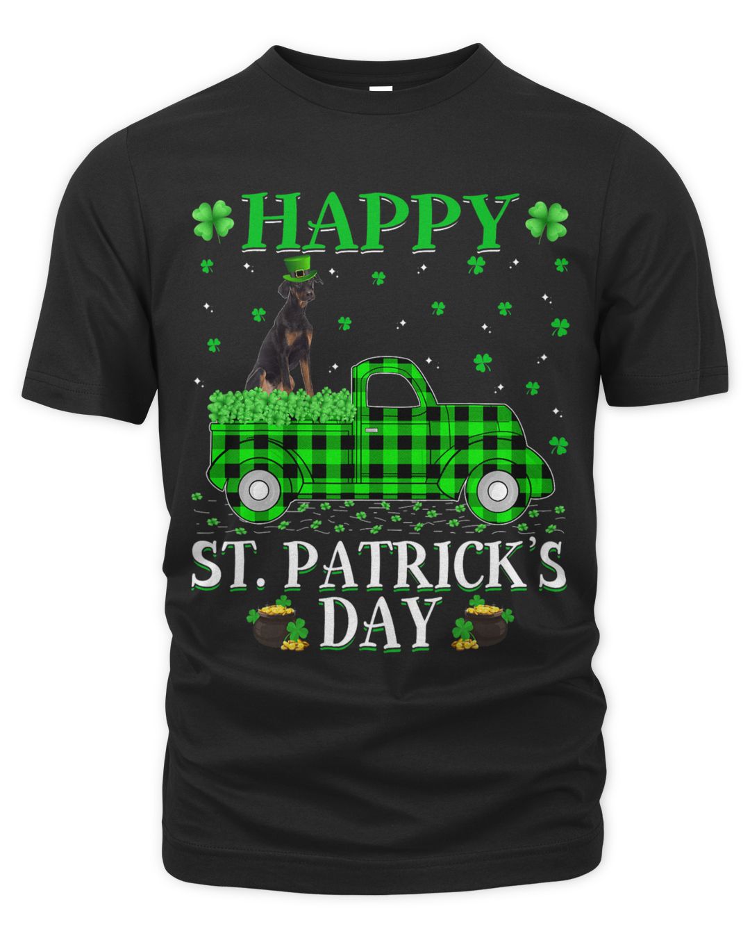Buffalo Plaid Green Truck Doberman Pinscher St Patricks Day | SenPrints