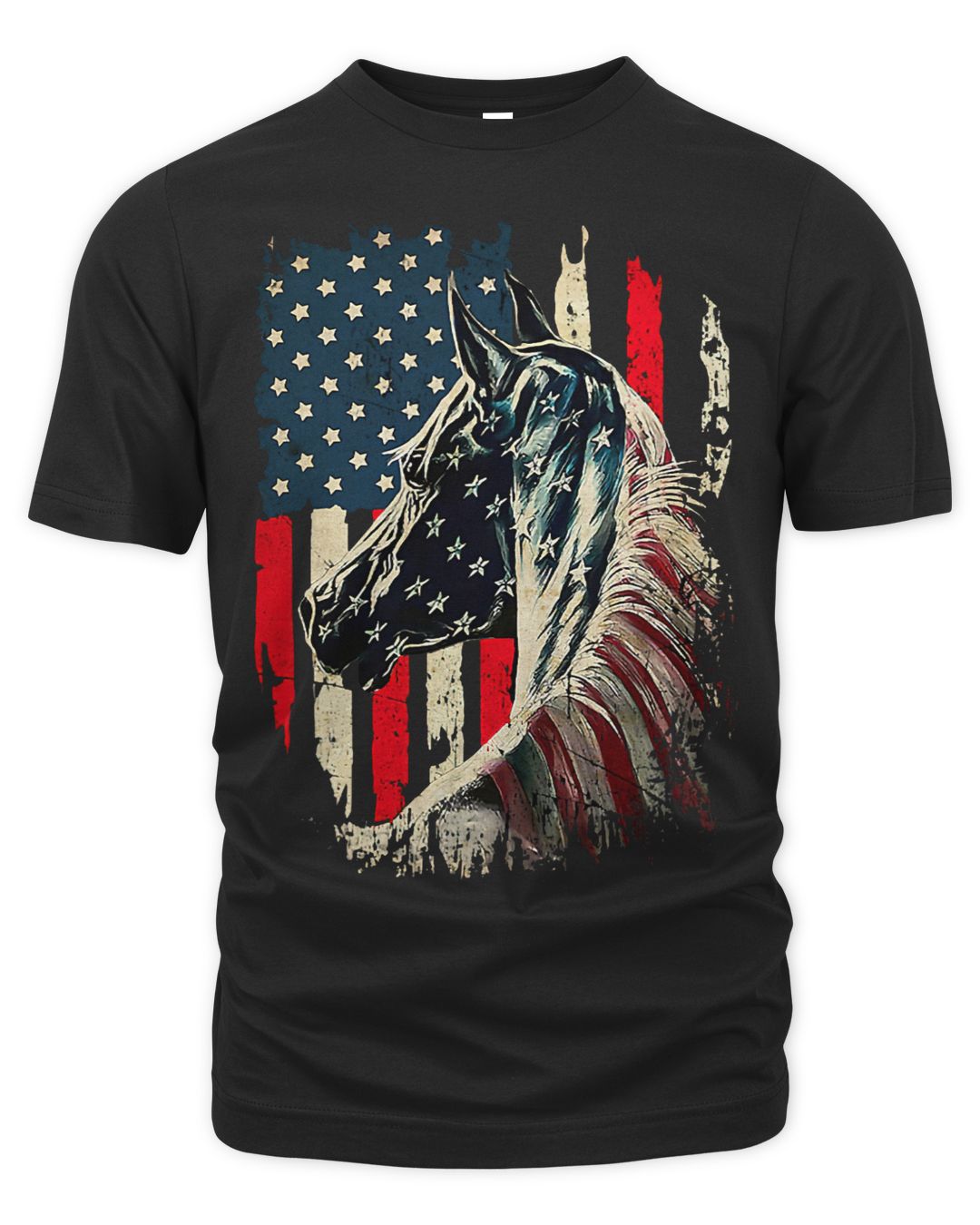 Patriotic Horse American Flag Horse Vintage Retro