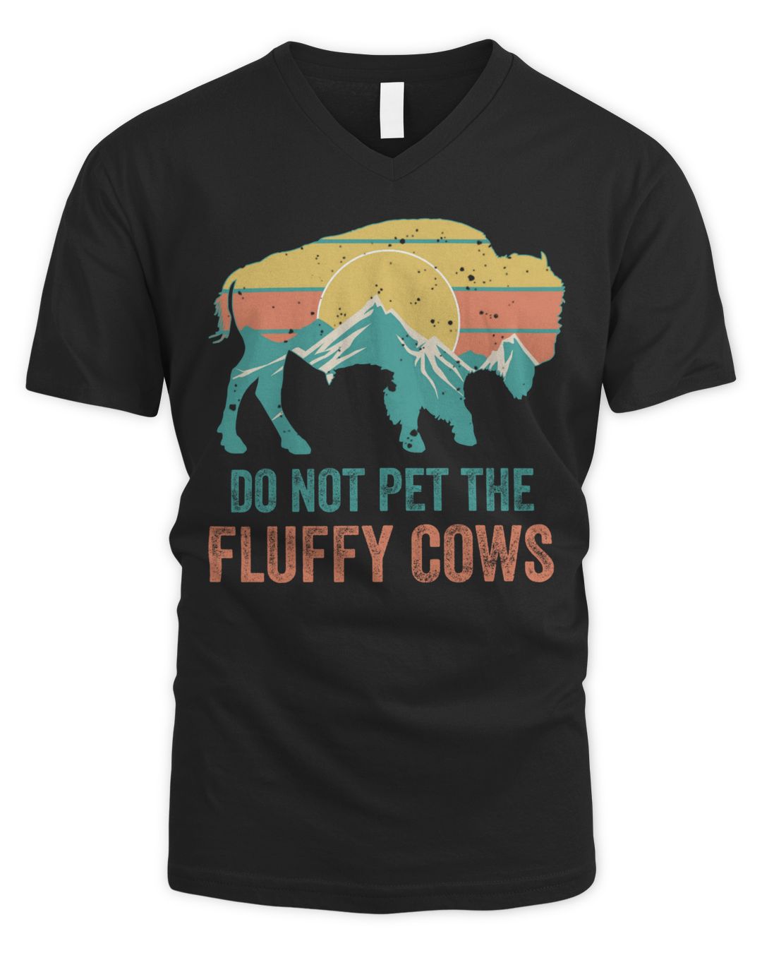 Do Not Pet The Fluffy Cows VNeck Shirt TeeAKo