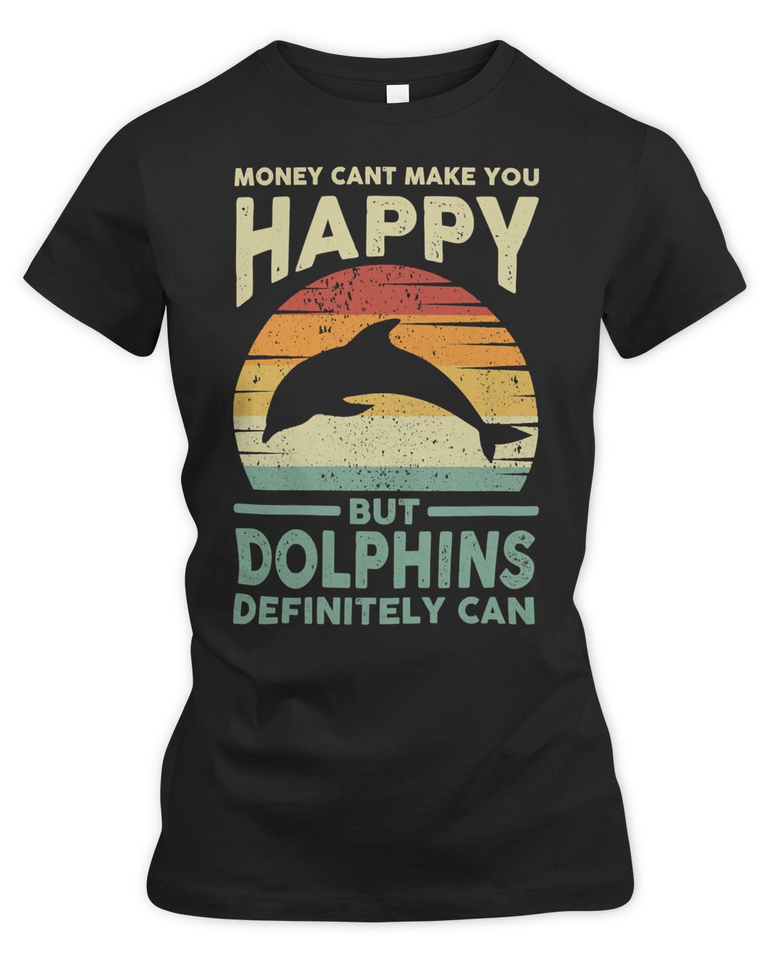 Dolphin Ocean Dolphins Money Cant Make You Happy RETRO VINTAGE 70 ...