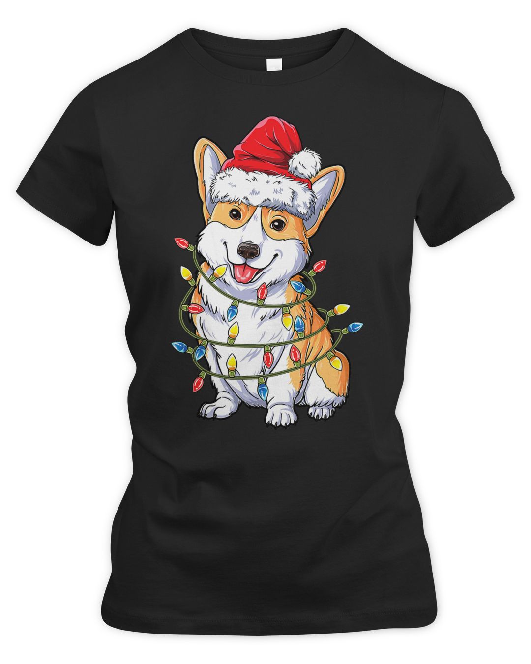 Dog With Santa Hat Christmas Lights Welsh Xmas 229 Welsh