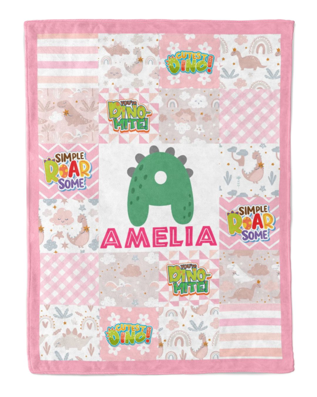 Personalized Dinosaur Alphabet Letters Baby Blanket Baby Shower Gift Personalized Baby Gift