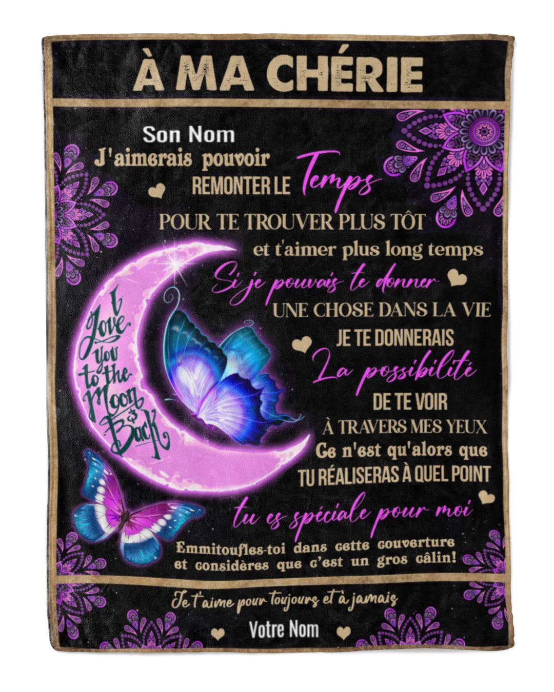 Couverture À Ma Chérie Cadeau Pour À Ma Chérie Nom Personnalisé