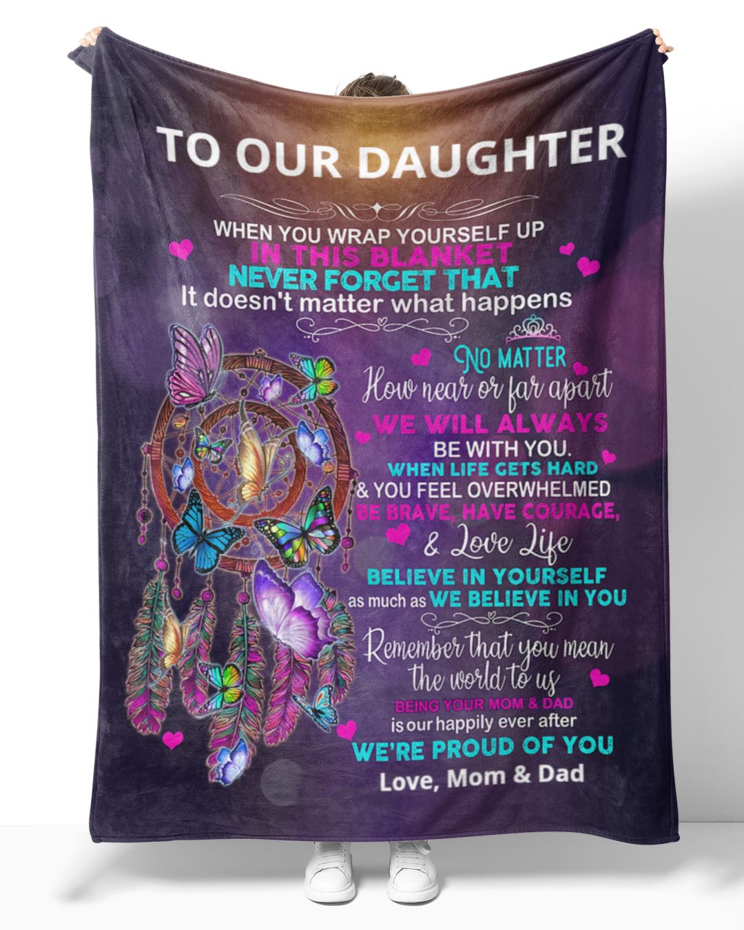 To Our Daughter From Mom And Dad Sherpa Fleece Blanket Tom Trending