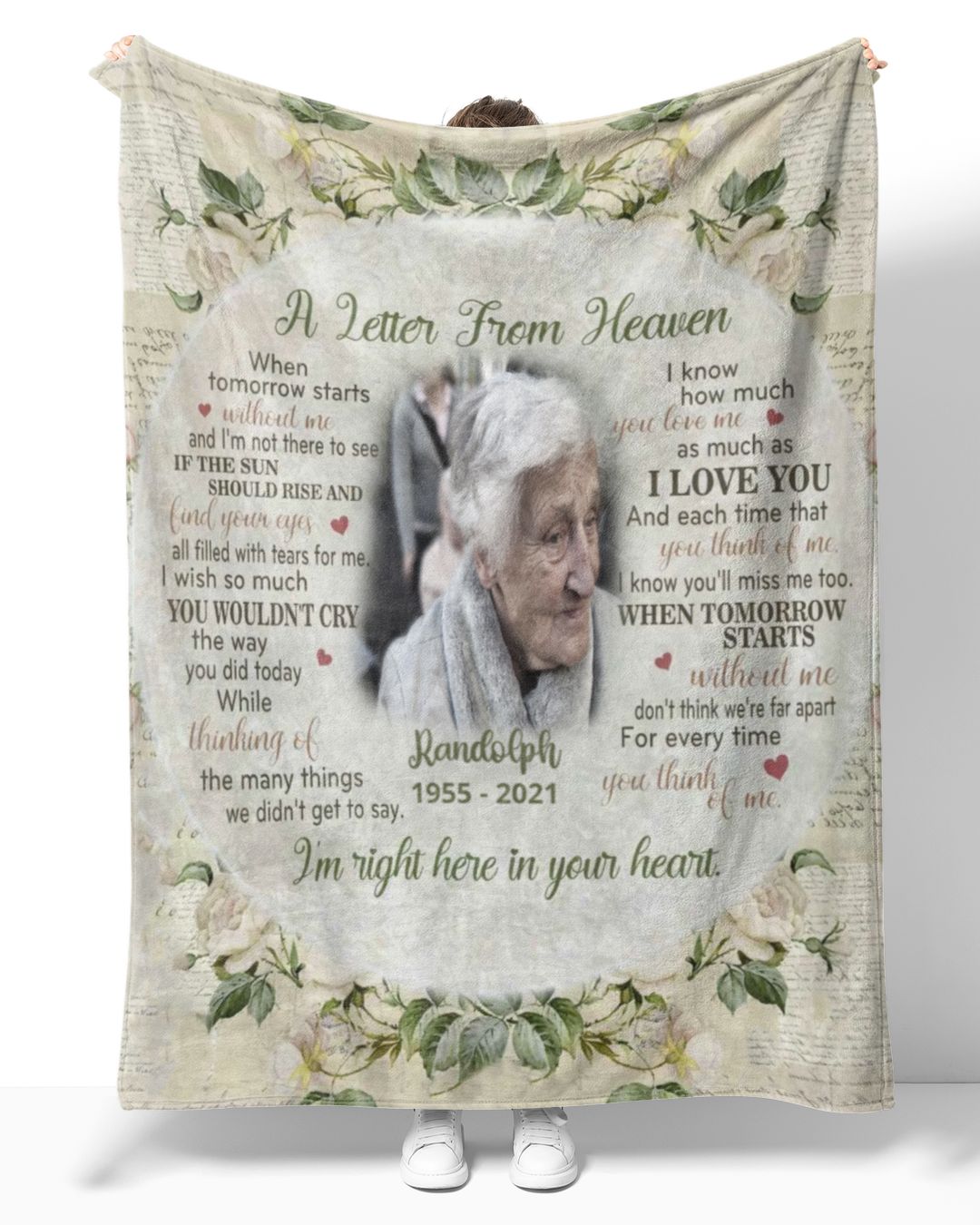 Personalized Memorial Quilt/Fleece Blanket - Up to 5 People - Gift Idea For Family