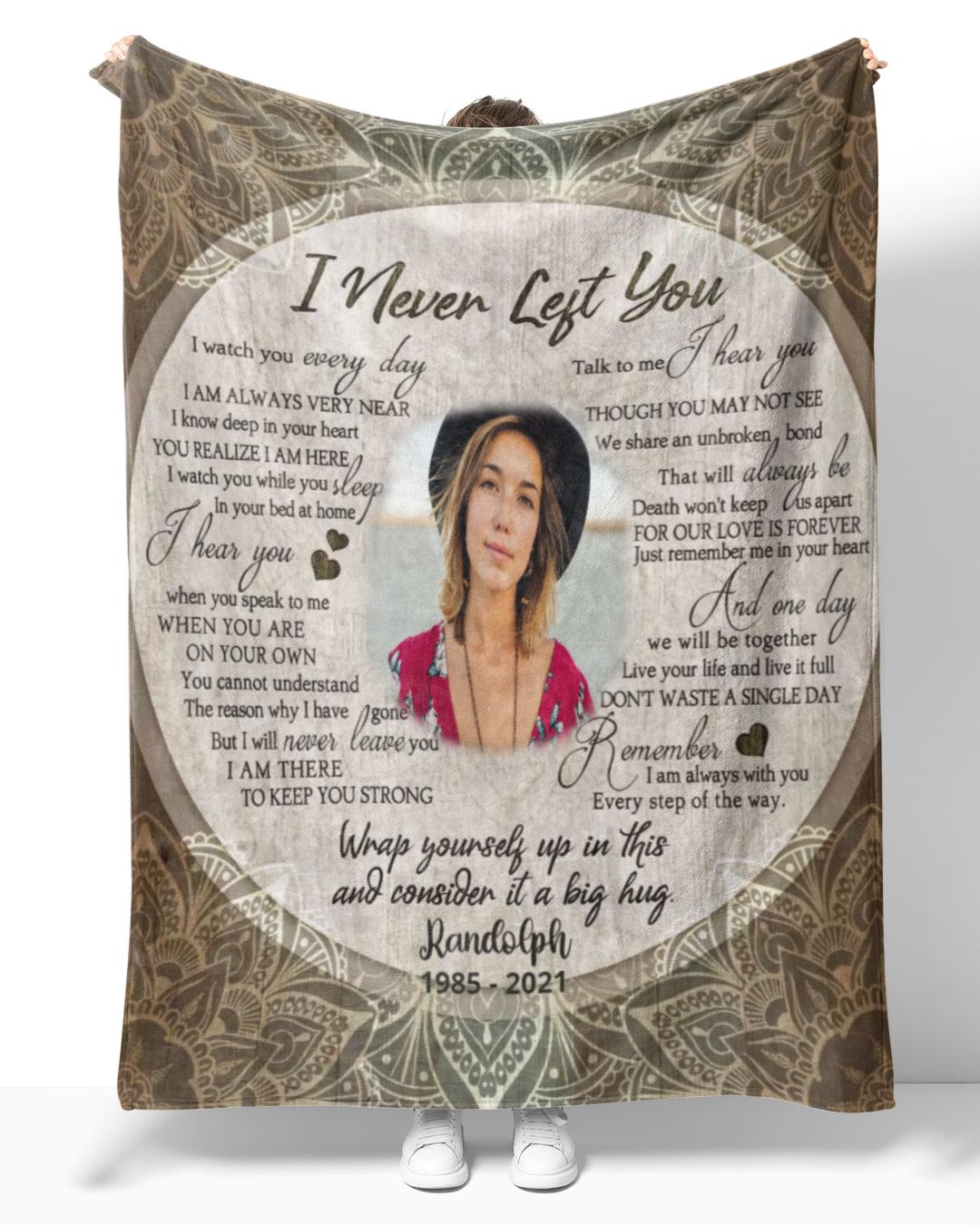 Personalized Custom I Never Left You Memorial Memory Blankets With