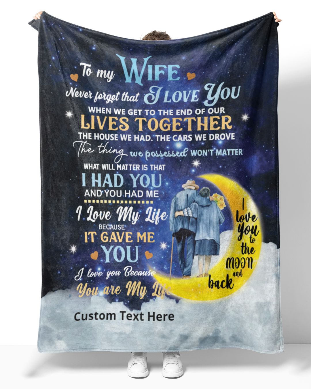 Personalized Custom To My Wife From Husband Live Together Sherpa Fleece