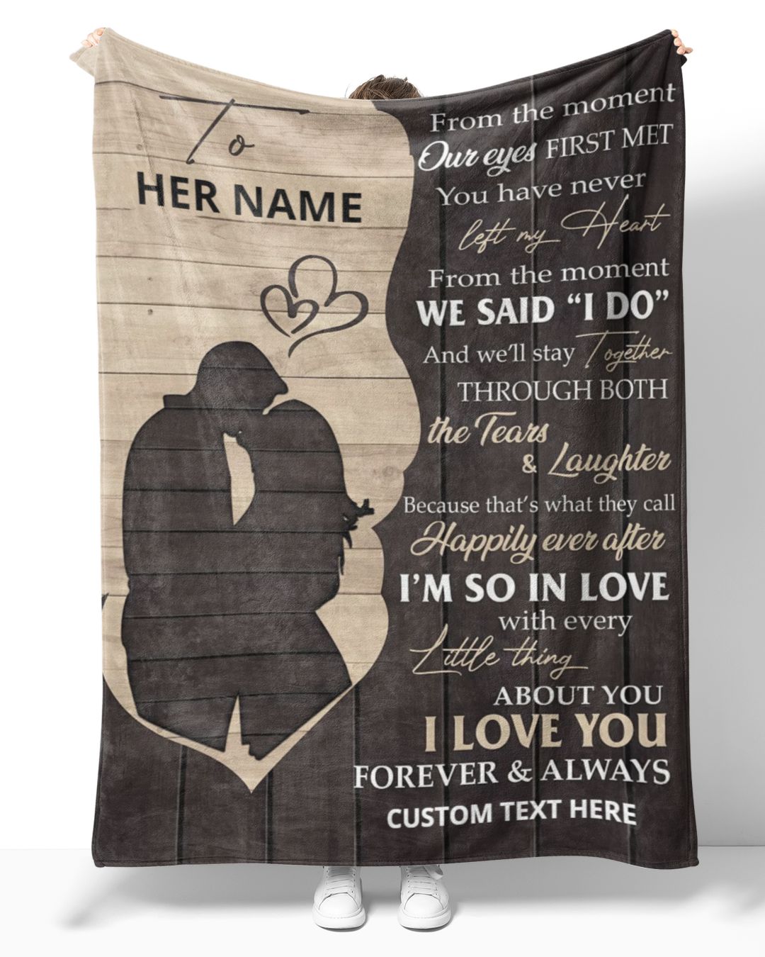 TURMTF Coperta Personalizzata Con Lettera D'amore Per Moglie, Marito, Figlia, Papà: 125x150 Cm, Microfibra