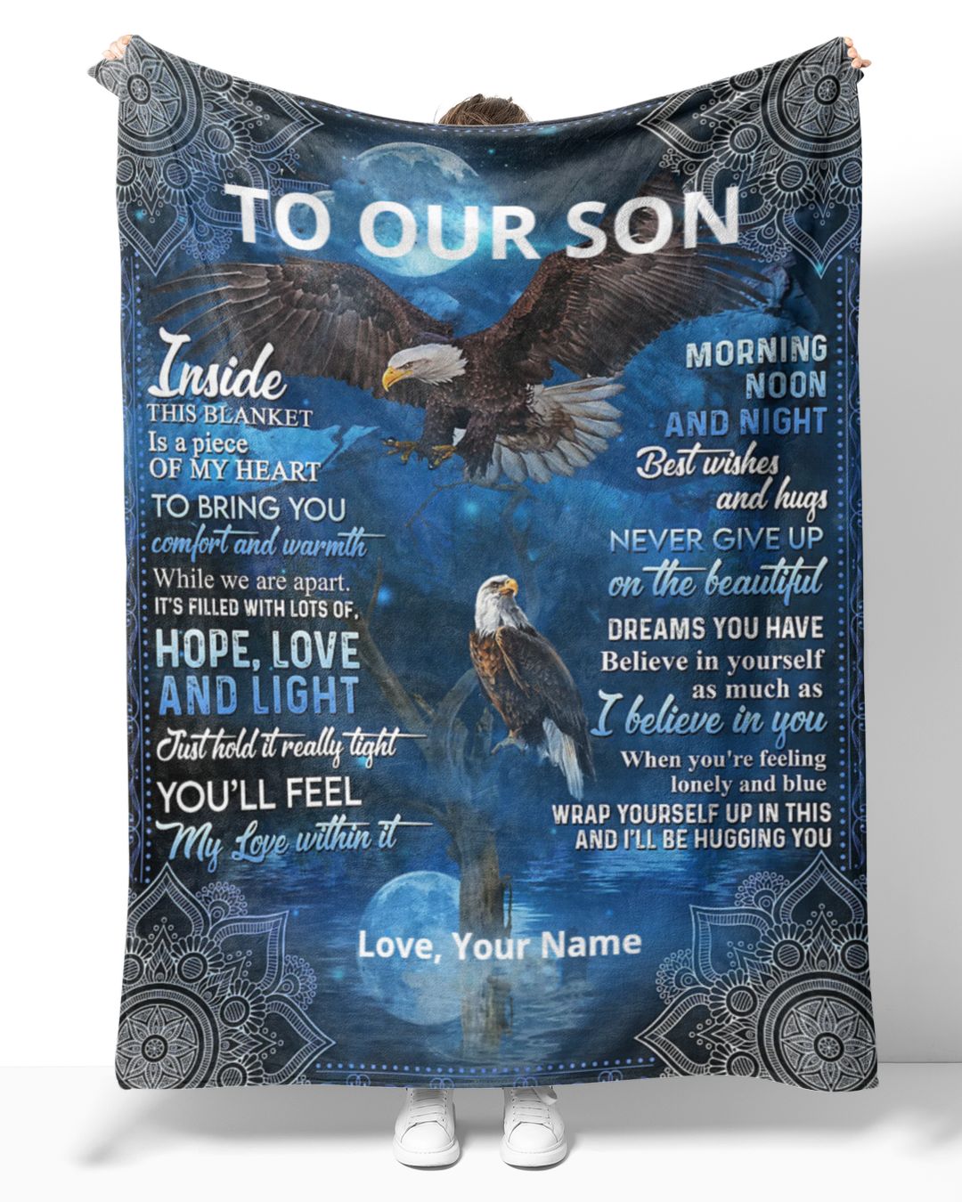 Personalized Custom To Our Son From Mom Dad Eagle My Love Sherpa Fleece