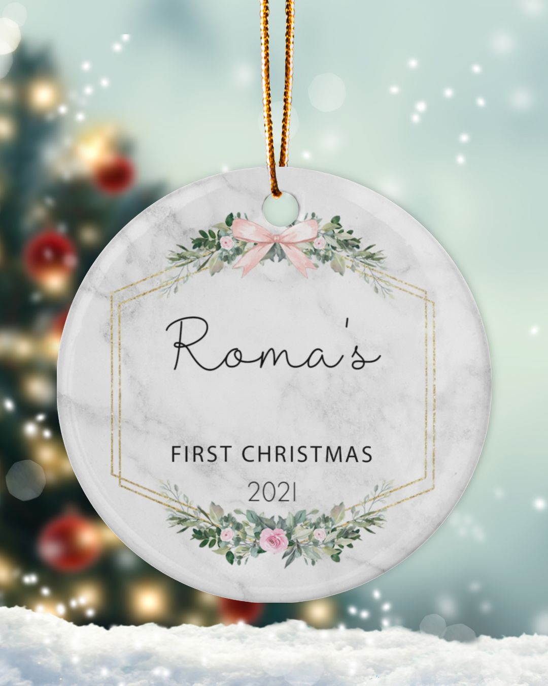 Baby's First Christmas Ornament Baby Girl Ornament Personalized