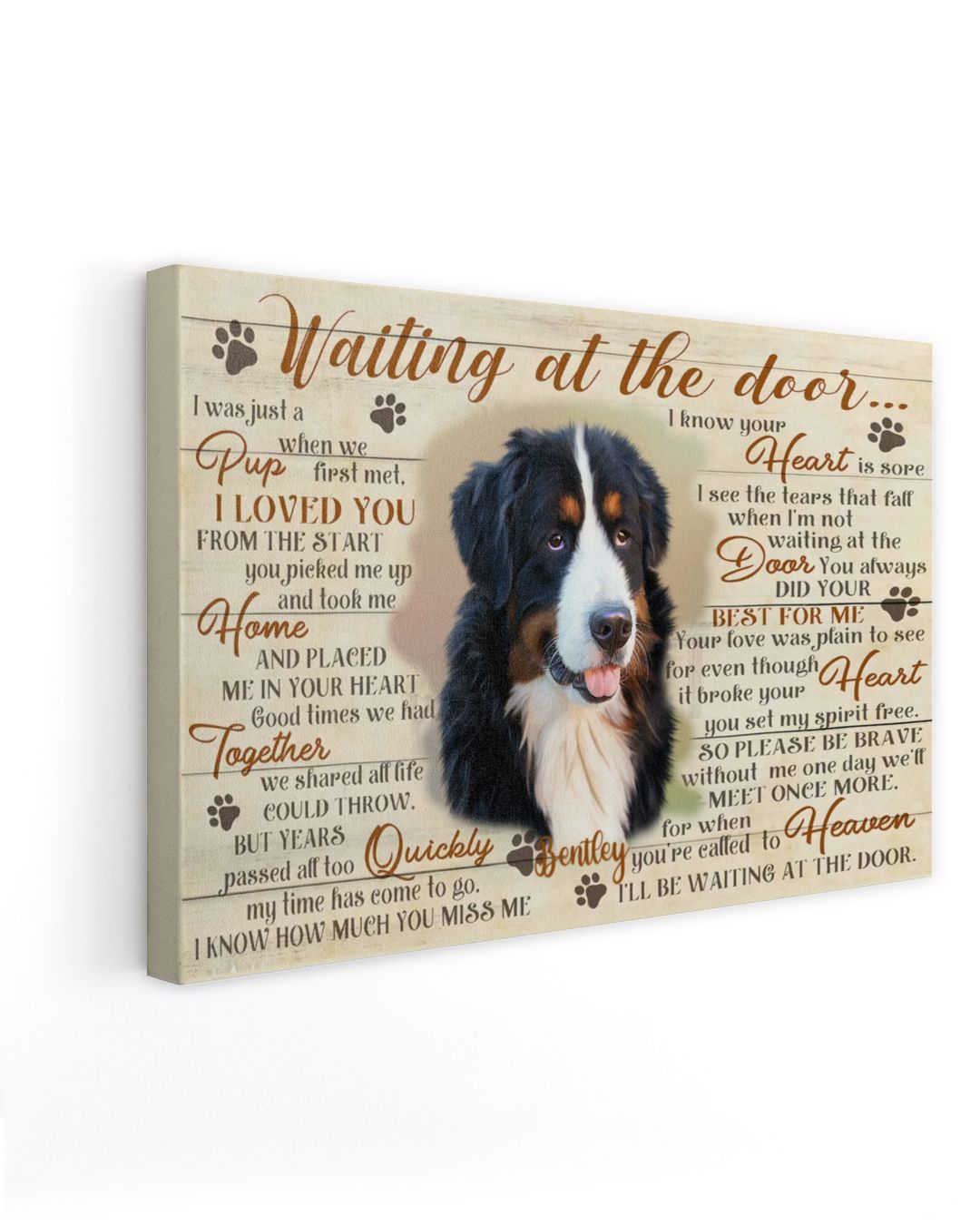 Personalized Custom Dog Pet Memorial Canvas Waiting At The Door Poem