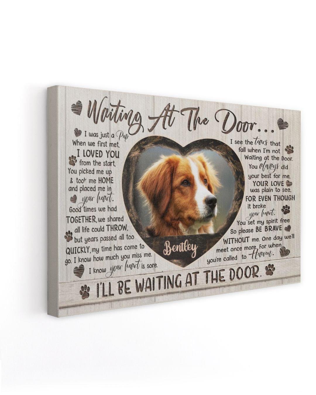 Personalized Custom Dog Pet Memorial Canvas Waiting At The Door Poem