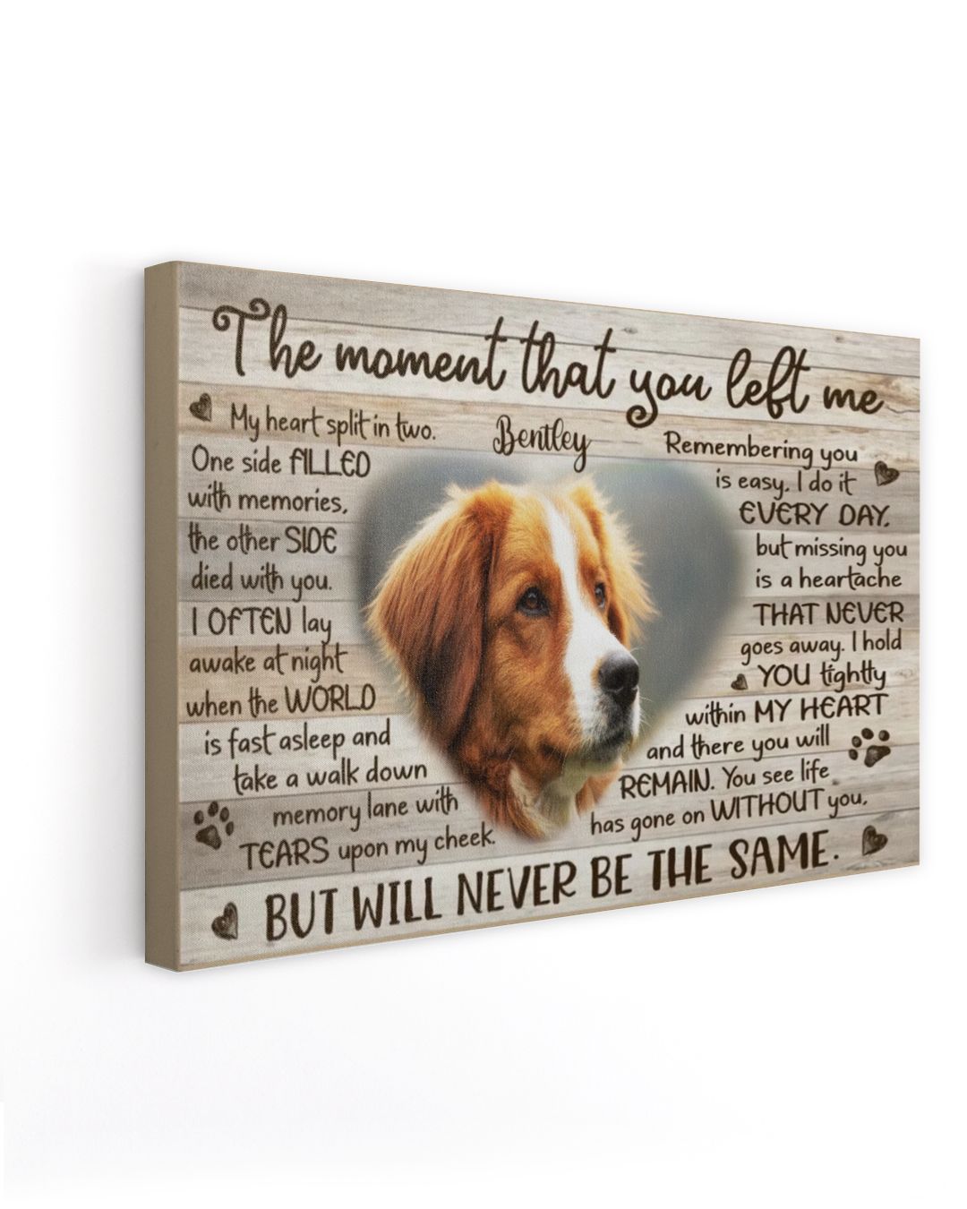 Personalized Custom The Moment That You Left Me Dog Pet Memorial Canvas