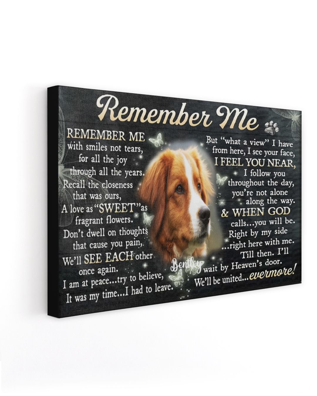 Personalized Custom Remember Me Dog Cat Pet Memorial Canvas Art Poster