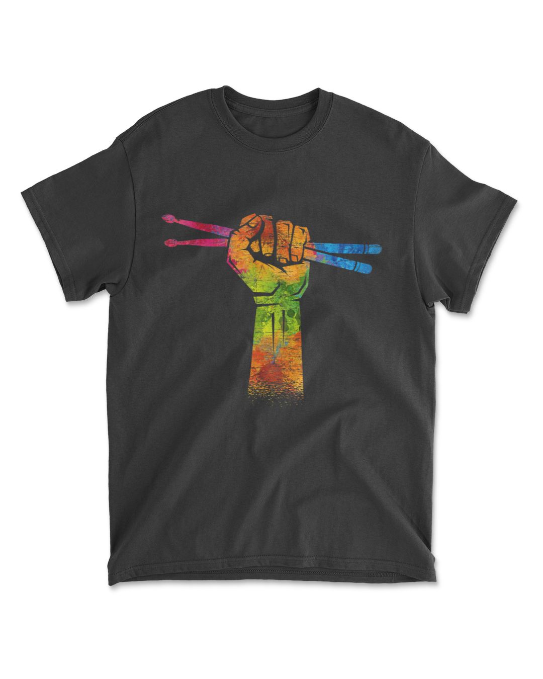 Colorful Drums Fist Drumsticks Percussion Gift Idea Drummer TShirt