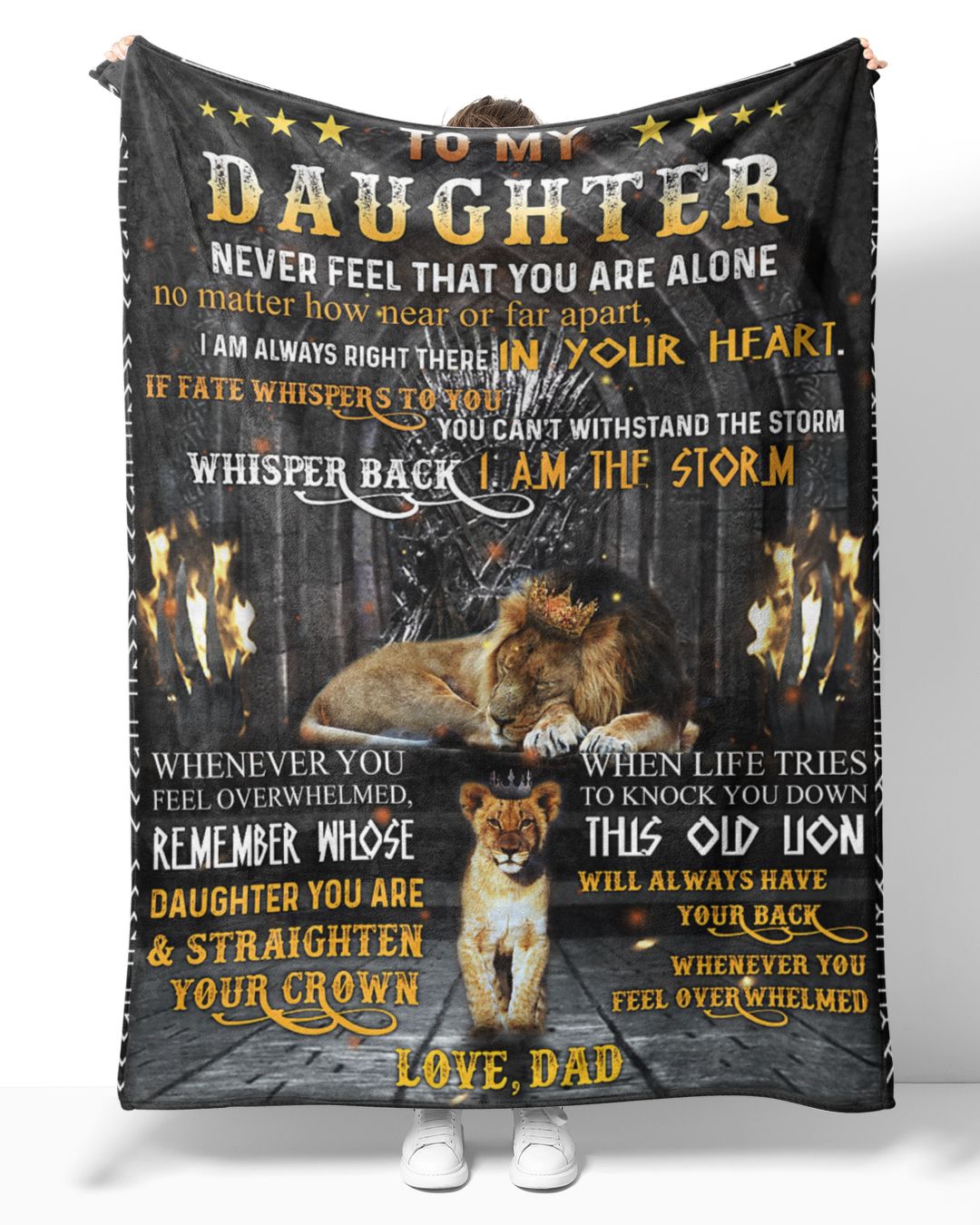To My Daughter From Dad Lion Sherpa Fleece Blanket 2 Tom Trending