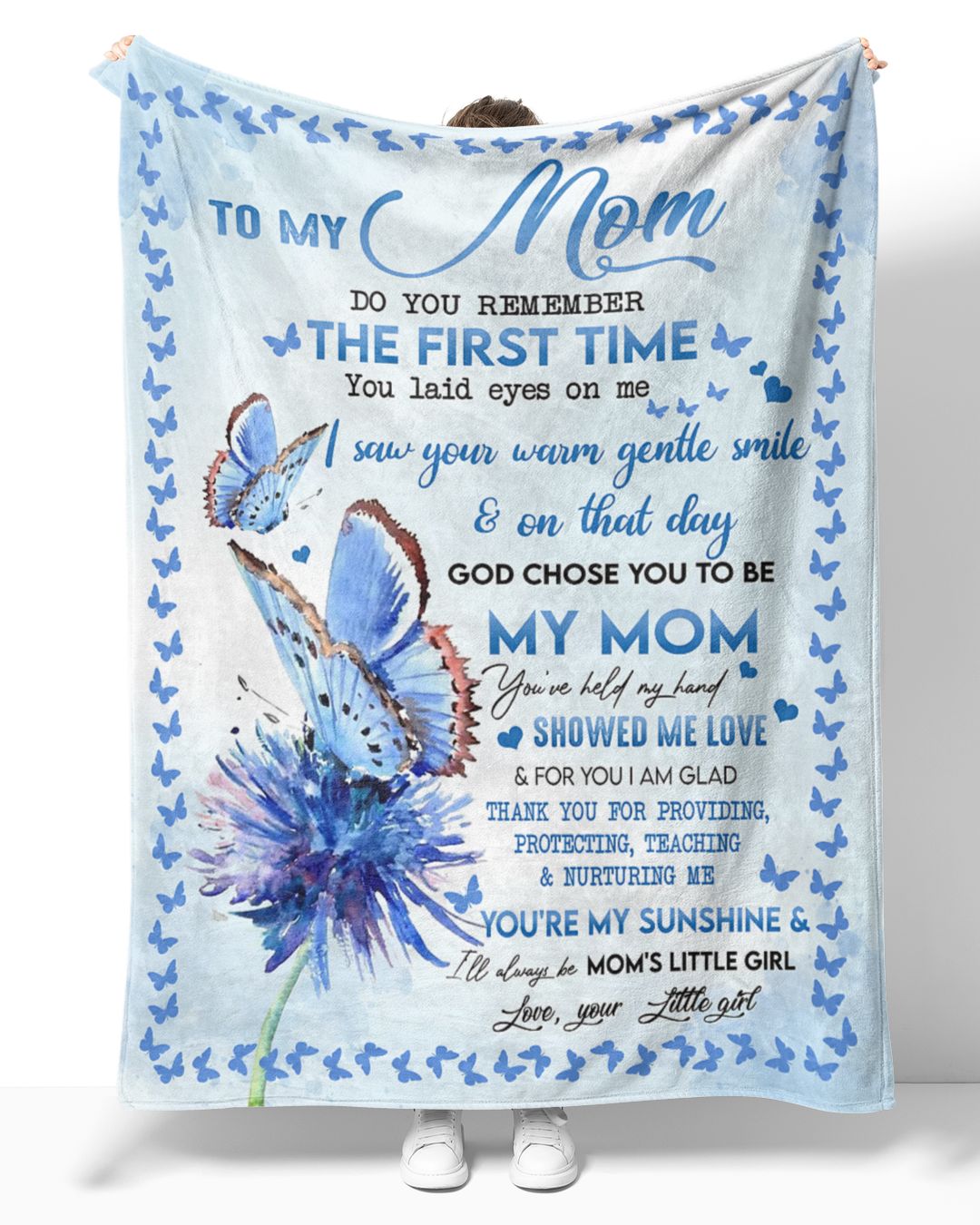 To My Mom From Daughter Butterfly The First Time Sherpa Fleece Blanket