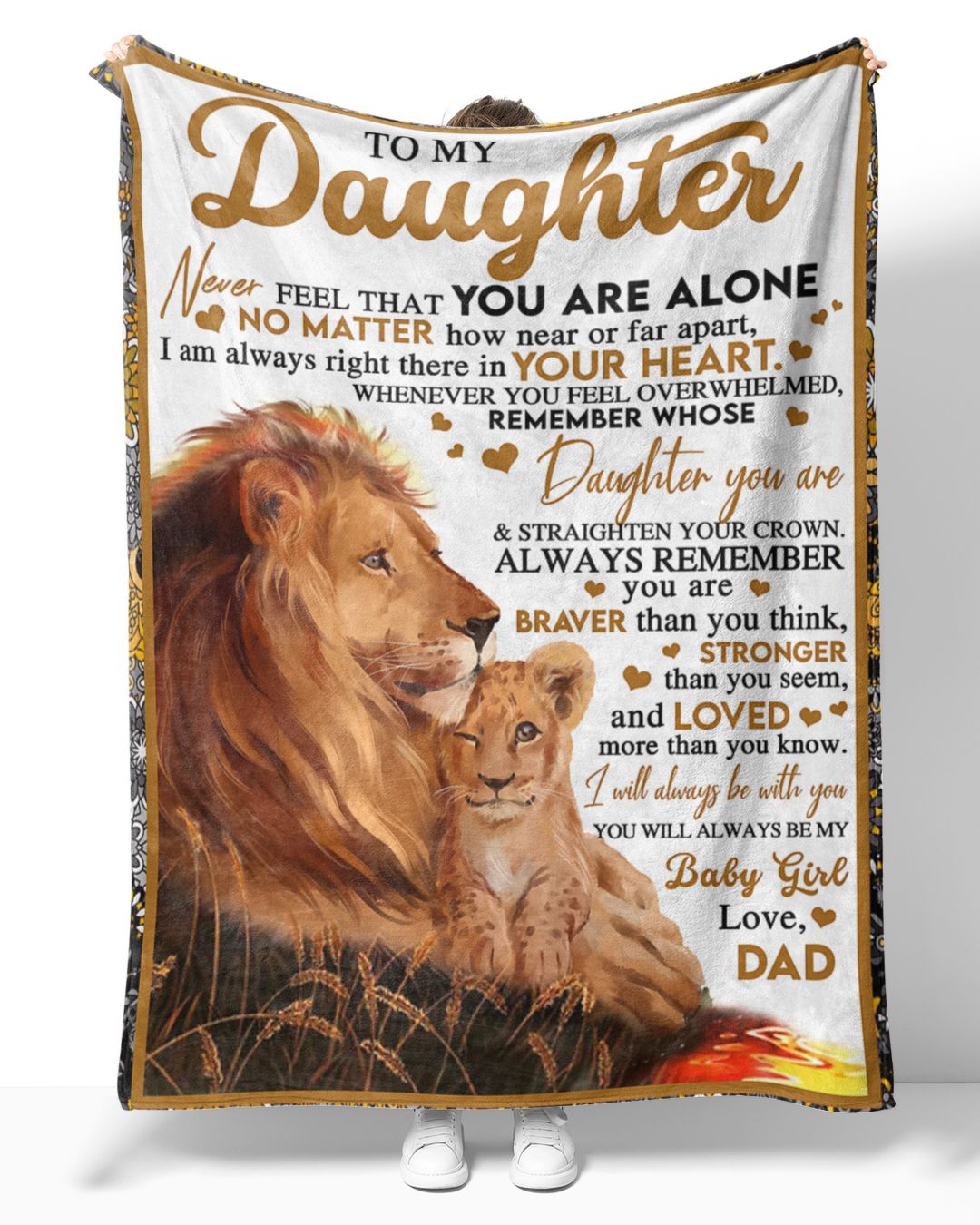 To My Daughter From Dad Lion Baby Girl Sherpa Fleece Blanket Tom Trending