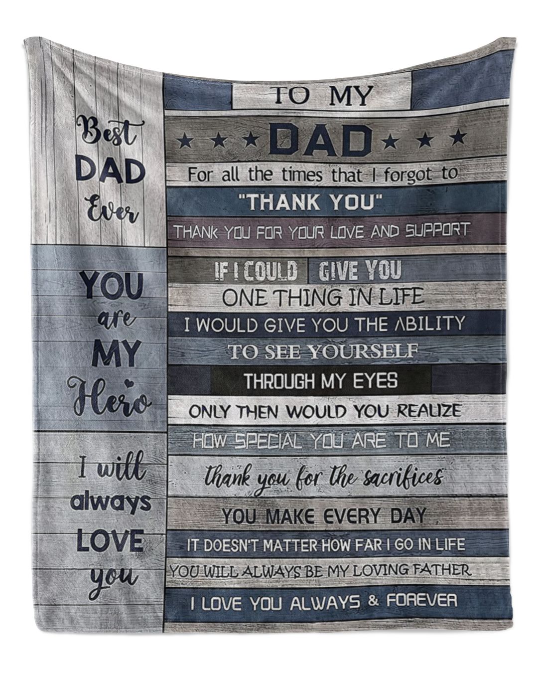 To my dad thank you for your love and support blanket gift for dad from ...