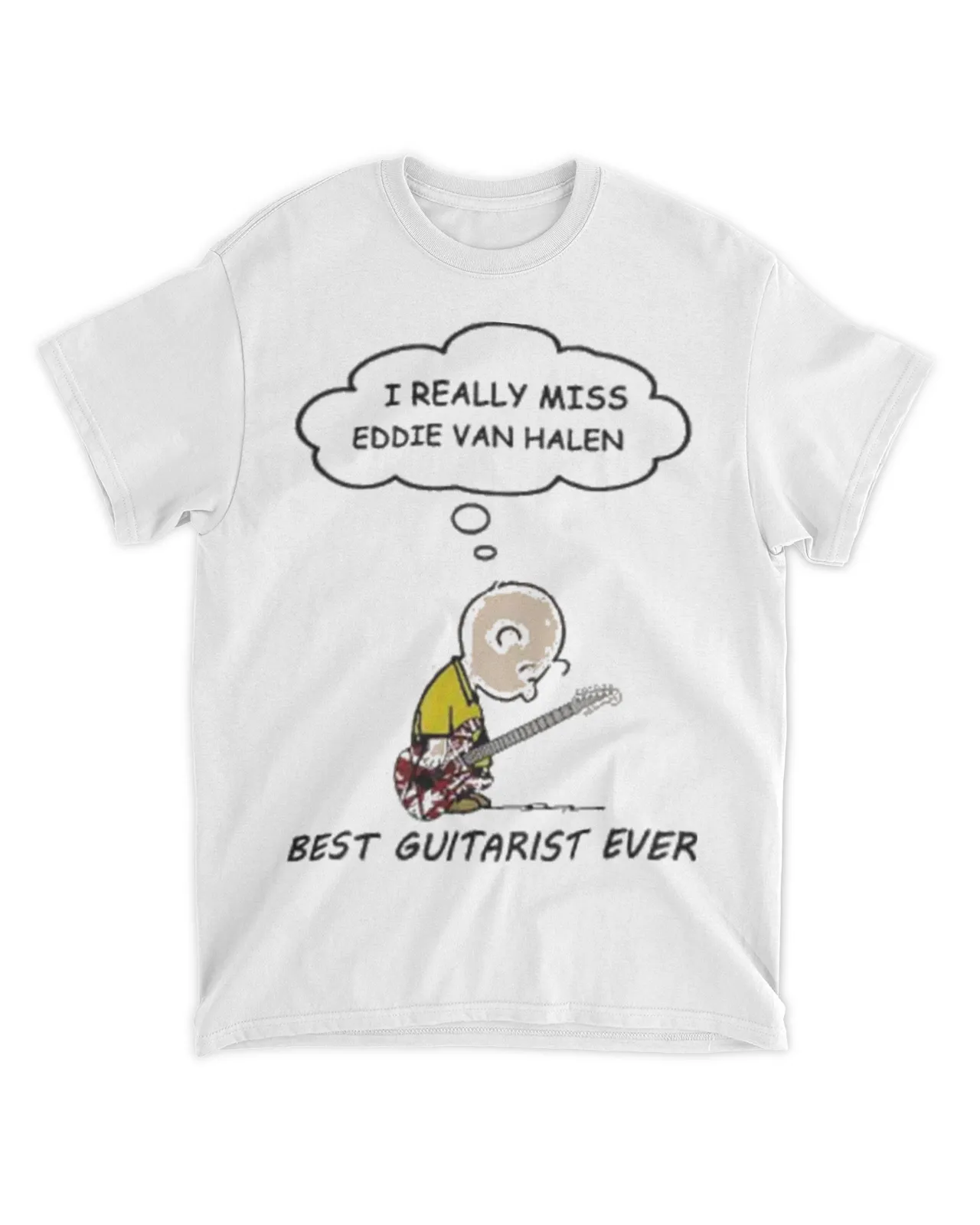 Official Charlie Brown I Really Miss Eddie Van Halen Best Guitarist Ever T- Shirt Unisex Standard T-Shirt white 