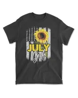 July Girl America Sunflower Flag 4th Of July Patriotic Shirt