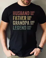 Personalized Dad Grandpa Shirt, Father's Day Shirt, Husband Father Grandpa Legend, Grandfather Custom Dates, Funny Dad Birthday Gift for Men