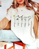 Custom Floral Birth Month Shirt, Flower Shirt, Mother's Day Gift, Custom Mom Shirt, Mothers Day Gift, Custom Flower Shirt, Custom Kids Name