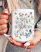 Gift For Mom Kids Holding Mom‘s Hand 3D Inflated Effect Personalized Custom Mug, Mother's Day Mug Add Name, Mama Daughter Matching Mug
