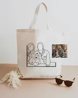 Custom Portrait Cat Dog Family Tote Bag