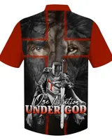 Lion And Warrior One Nation Under God Hawaiian Shirt - Best Hawaiian Shirts - Christian Hawaiian Shirt