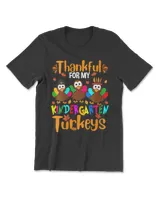 Womens Thankful For My Kindergarten Turkeys Thanksgiving Teacher V-Neck T-Shirt