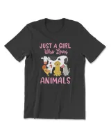 Cow Cat Chicken Dog Just A Girl Who Loves Animals Gift T-Shirt