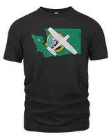 Washington Pilot State Flag C172 Skyhawk Airplane Vintage T-Shirt