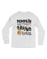 Pumpkin And Spice Saving Lives Funny Halloween Nurse Funny Shirt