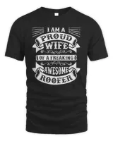 Womens Proud Wife of a Freaking Awesome Roofer Funny Roofing T-Shirt