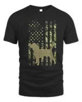 Vintage Hunting Dog Camouflage Americain Flag English Beagle T-Shirt
