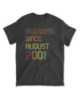 Vintage Awesome Since August 2001 20th Birthday Gift