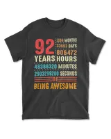 92 Years Old 92nd Birthday Vintage Retro T Shirt