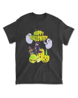 Spooky Happy Halloween With Cats, nr 2,Fun Playful Halloween Design, Cute Cat Mom Halloween Design,Spooky Cat Mom Halloween T-Shirt