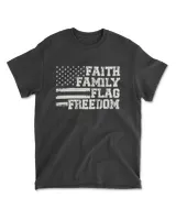 Faith Family Flag Freedom USA Flag Vintage T-Shirt