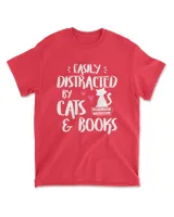 Easily Distracted By Cats And Books - Cat & Book Lover