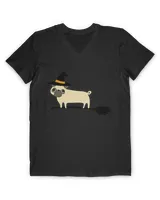 Pug In A Witch Costume _ Broom Shirt Cute Dog Halloween Gift