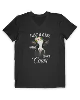 Funny Gift Watercolor Just A Girl Who Loves Cows T-Shirt
