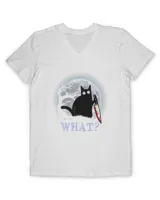 Cat What Murderous Black Cat With Knife Halloween Costume T-Shirt